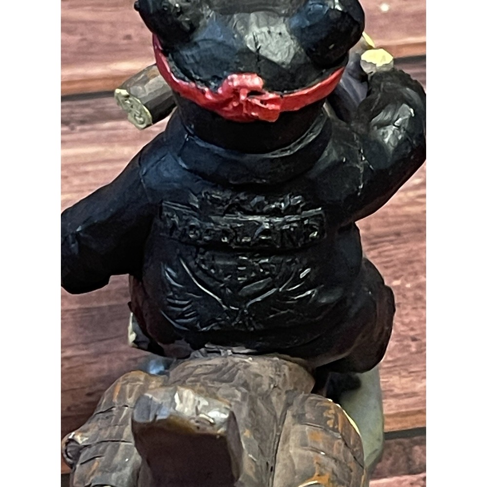 Bear Motorcycle Biker Figurine, 4.0" H - brown and black - Picture 5 of 8